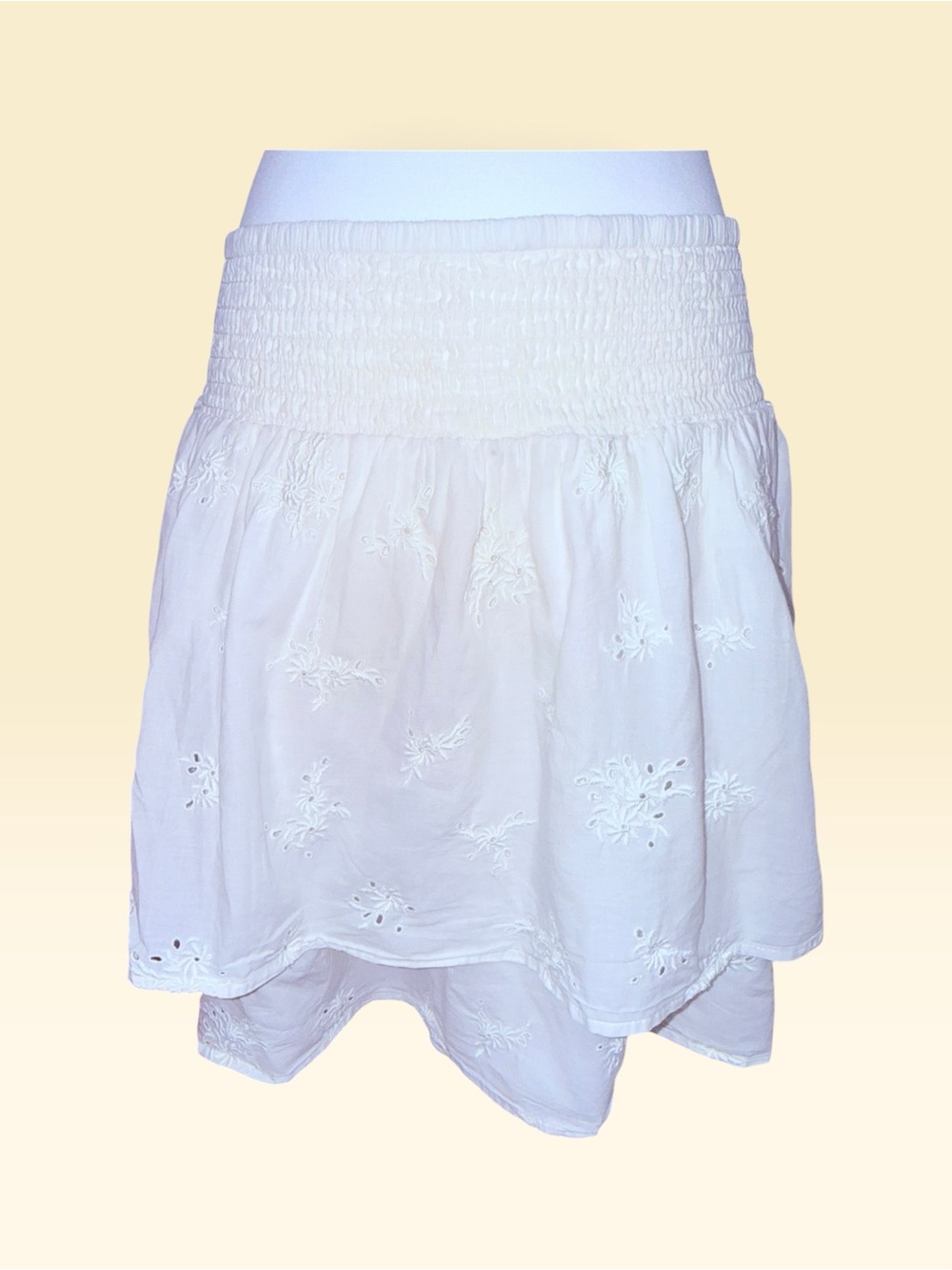 Express White Eyelet Smocked Skater Skirt With Two Lawyers.